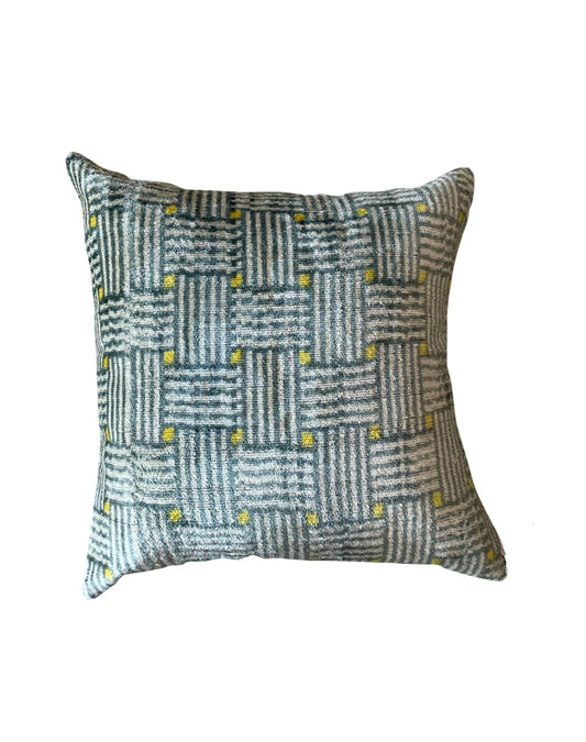 Teal Checker Stripe Pillow